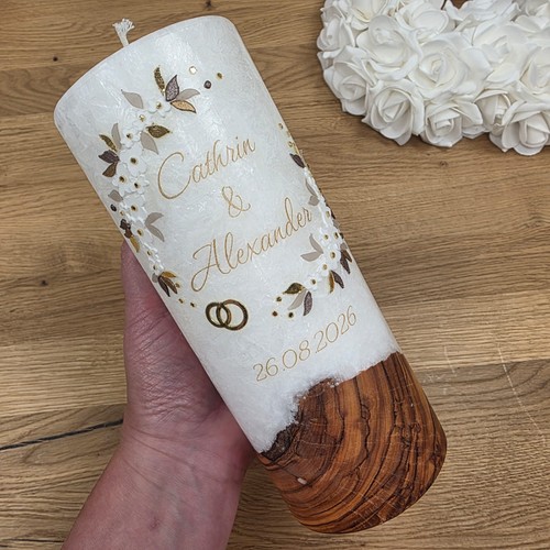 Hochzeitskerze wooden love - hochzeitskerze,